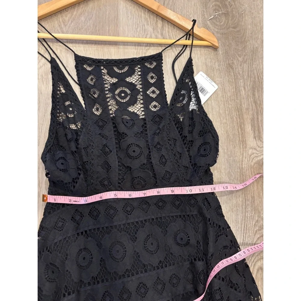 NWT Free People Black Lace euro summer wedding Handkerchief Mini‎ Dress Size 4